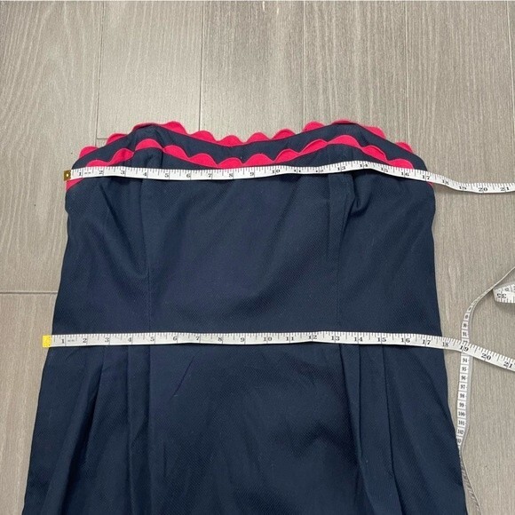 Vineyard Vines Ric Rac Strapless Sweetheart Neck Preppy Dress in Navy & Pink 16 - Picture 9 of 10